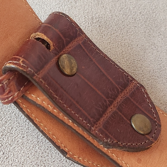 Vintage 90s Foree Hunsicker belt strap S brown leather croc embossed Medalias - Picture 9 of 11